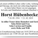 Traueranzeige Horst Hübenbecker