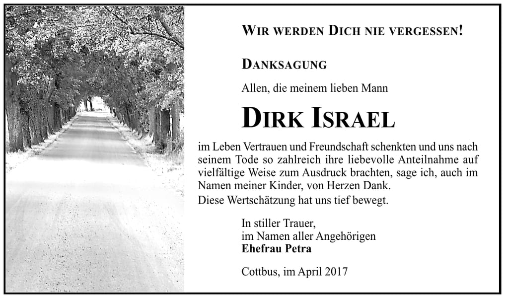 Danksagung Dirk Israel
