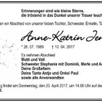 Traueranzeige Anne-Katrin Jentsch
