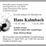 Traueranzeige Hans Kalmbach