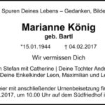 Traueranzeige Marianne König, geb. Bartl