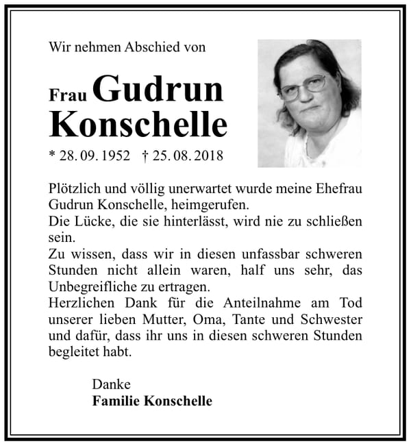 Danksagung Gudrun Konschelle
