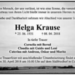Traueranzeige Helga Krause