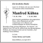 Danksagung Manfred Kühna