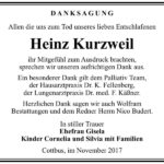 Danksagung Heinz Kurzweil