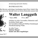 Danksagung Walter Langguth
