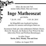 Danksagung Inge Matheoszat