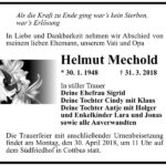 Traueranzeige Helmut Mechold