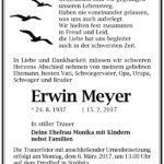 Traueranzeige Erwin Meyer