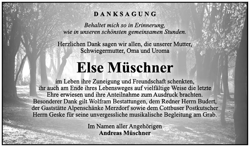 Danksagung Else Müschner