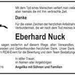 Danksagung Eberhard Nuck