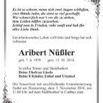 Traueranzeige Aribert Nüßler
