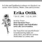 Traueranzeige Erika Ottlik