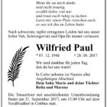 Traueranzeige Wilfried Paul