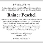 Danksagung Rainer Peschel