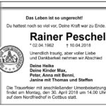 Traueranzeige Rainer Peschel