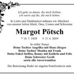 Traueranzeige Margot Pötsch