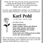 Traueranzeige Karl Pohl