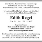 Traueranzeige Edith Regel