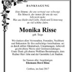 Danksagung Monika Risse, geb. Teige
