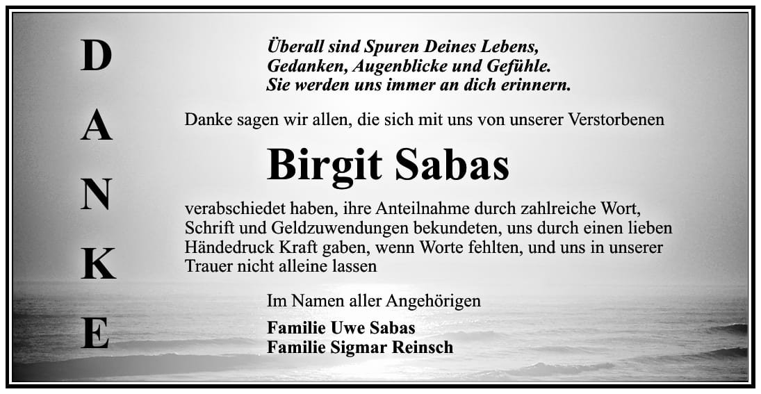 Danksagung Birgit Sabas