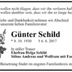 Traueranzeige Günter Schild