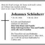Traueranzeige Johannes Schönherr