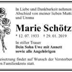 Traueranzeige Marie Schötzig