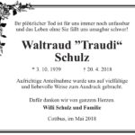 Danksagung Waltraud "Traudi" Schulz
