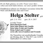 Traueranzeige Helga Stelter, geb. Schwab