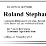 Danksagung Roland Stephan