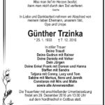 Traueranzeige Günther Trzinka