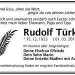 Traueranzeige Rudolf Türk