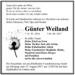 Traueranzeige Günter Weiland
