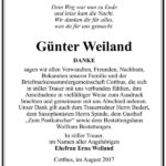Danksagung Günter Weiland