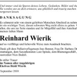 Danksagung Reinhard Wierik