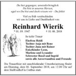 Traueranzeige Reinhard Wierik