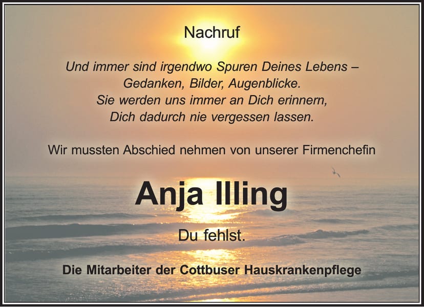 Nachruf Anja Illing