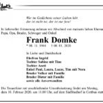 Traueranzeige Frank Domke