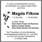Traueranzeige Magda Filkow