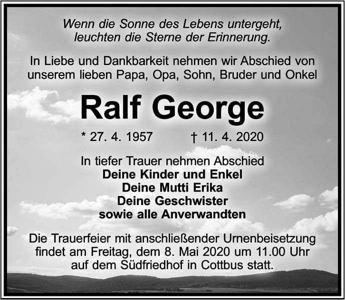 Traueranzeige Ralf George