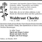 Danksagung Waldtraut Choritz