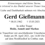 Traueranzeige Gerd Gießmann