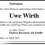 Danksagung Uwe Wirth
