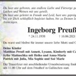 Traueranzeige Ingeborg Preuß