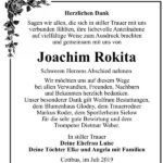 Danksagung Joachim Rokita