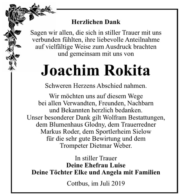 Traueranzeige Joachim Rokita
