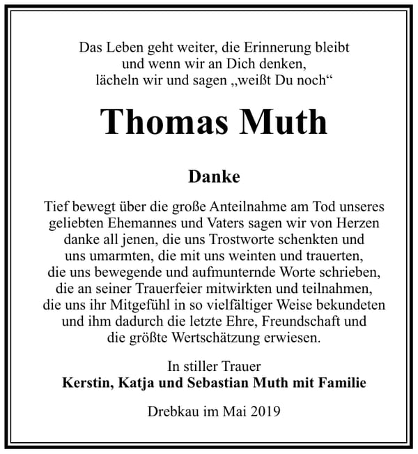 Traueranzeige Thomas Muth