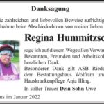 Danksagung Regina Hummitzsch
