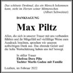 Danksagung Max Piltz